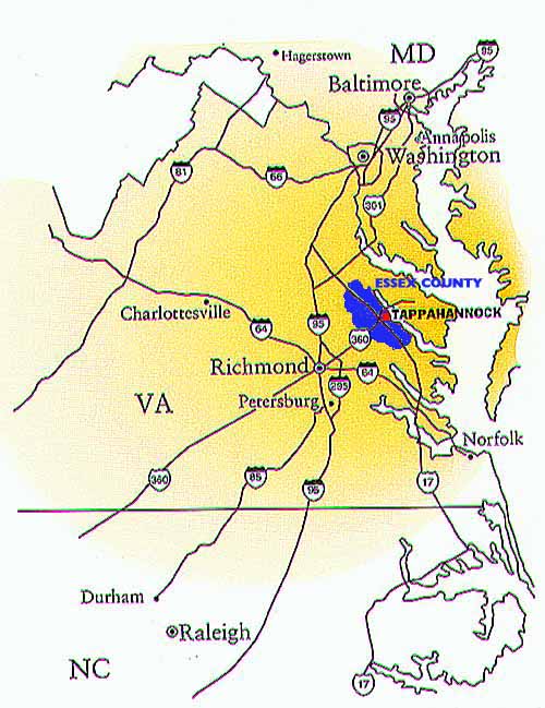 Map of Virginia and Essex County